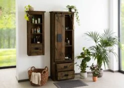 Schrank Mango 70x35x195 Braun Lackiert RAILWAY #484 -Massivmoebel24 09 330 772 3084 03