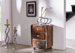 FREEZY #35 Cassettiera In Legno Riciclato - Laccato / Multicolore 55x38x70