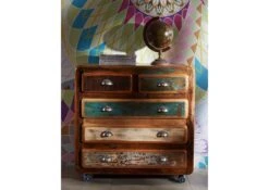 FREEZY #36 Comò In Legno Riciclato - Laccato / Multicolore 90x40x90 -Massivmoebel24 09 330 803 1026 3