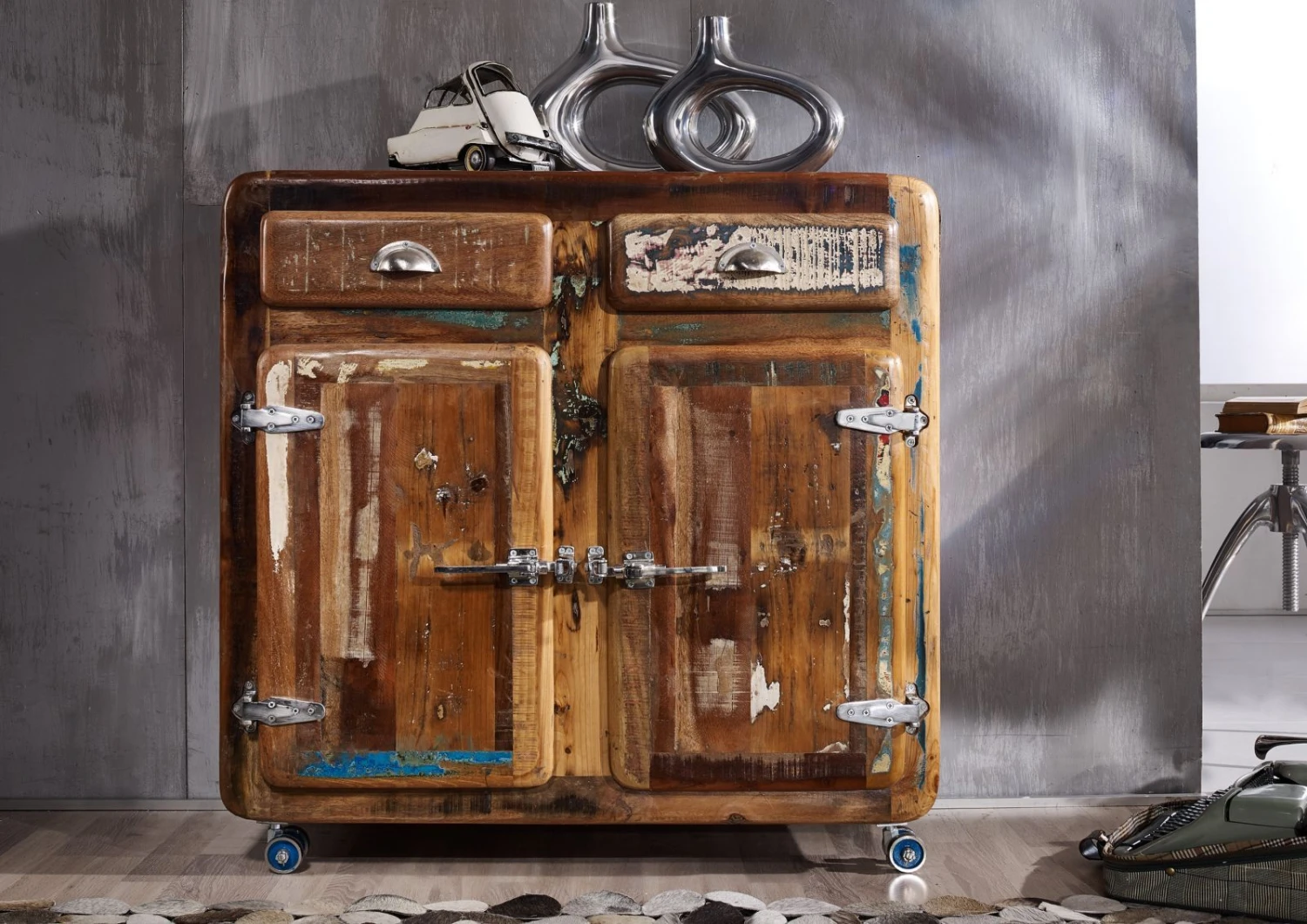 FREEZY #37 Comó In Legno Riciclato - Laccato / Multicolore 90x40x90 4 FREEZY #37 Comó In Legno Riciclato - Laccato / Multicolore 90x40x90 - immagine 2