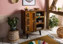 SIXTIES #103 Comodino In Legno Riciclato - Laccato 70x44x90 -Massivmoebel24 09 330 815 0003 3