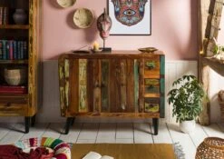 SIXTIES #112 Madia In Legno Riciclato - Laccato / Multicolore 110x40x86