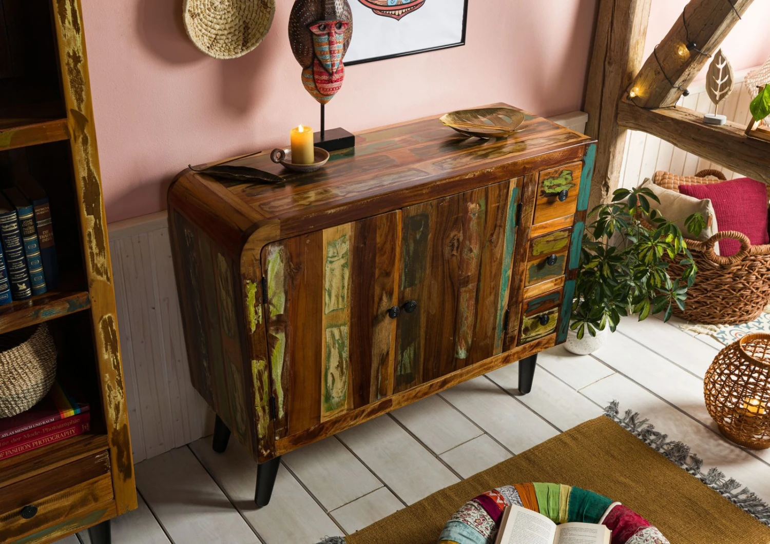 SIXTIES #112 Madia In Legno Riciclato - Laccato / Multicolore 110x40x86 4 SIXTIES #112 Madia In Legno Riciclato - Laccato / Multicolore 110x40x86 - immagine 2