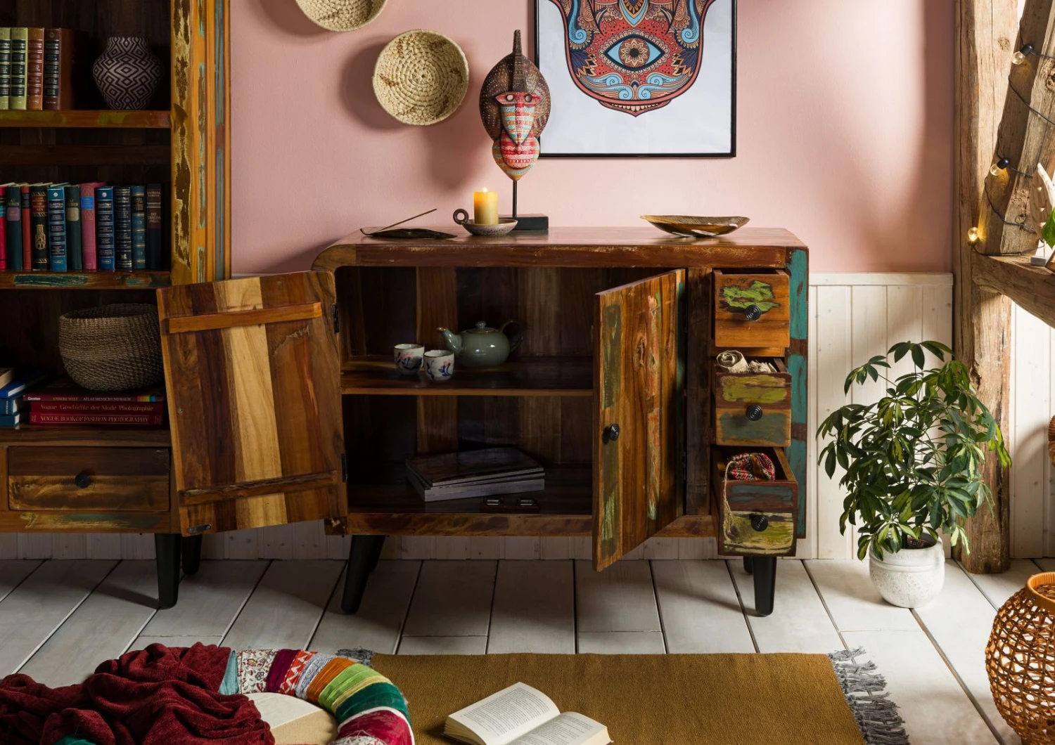 SIXTIES #112 Madia In Legno Riciclato - Laccato / Multicolore 110x40x86 6 SIXTIES #112 Madia In Legno Riciclato - Laccato / Multicolore 110x40x86 - immagine 4