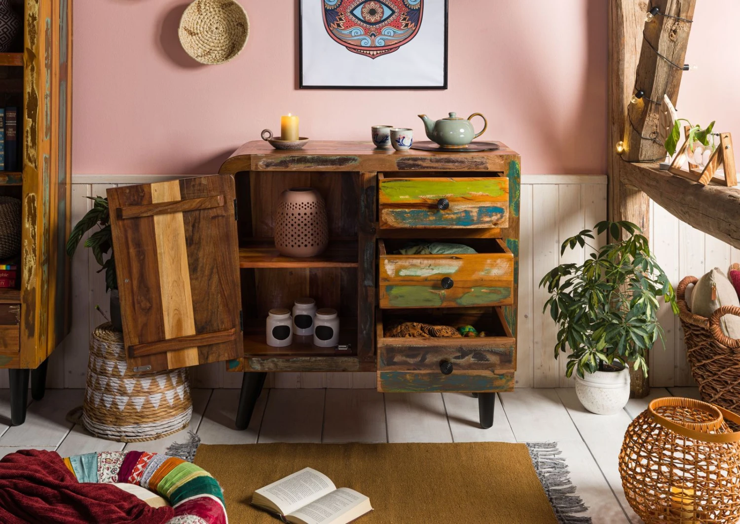 SIXTIES #114 Madia In Legno Riciclato - Laccato / Multicolore 90x40x86 6 SIXTIES #114 Madia In Legno Riciclato - Laccato / Multicolore 90x40x86 - immagine 4