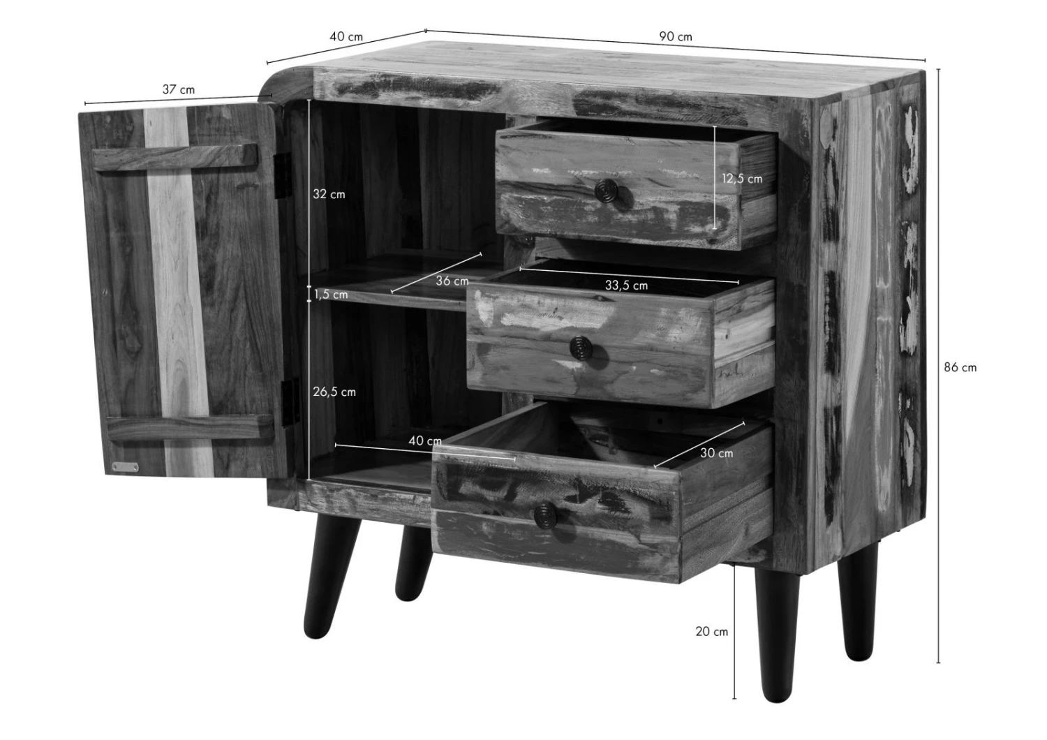 SIXTIES #114 Madia In Legno Riciclato - Laccato / Multicolore 90x40x86 10 SIXTIES #114 Madia In Legno Riciclato - Laccato / Multicolore 90x40x86 - immagine 8