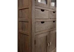 NATURE GREY #61 Mobile Dispensa In Legno Di Sheesham - Oliato / Grigio 90x40x180 -Massivmoebel24 09 340 550 0061 4