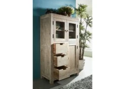 Vetrina In Legno Di Acacia 90x45x148 Pietra Bianca Sbiancato NATURE WHITE #62 10 Vetrina In Legno Di Acacia 90x45x148 Pietra Bianca Sbiancato NATURE WHITE #62 -Massivmoebel24 09 340 552 0062 3