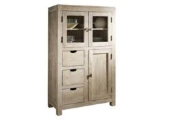 Vetrina In Legno Di Acacia 90x45x148 Pietra Bianca Sbiancato NATURE WHITE #62 13 Vetrina In Legno Di Acacia 90x45x148 Pietra Bianca Sbiancato NATURE WHITE #62 -Massivmoebel24 09 340 552 0062 9