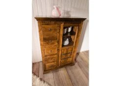 Vetrina In Legno Di Acacia 95x45x147 Miele Dorato Laccato OXFORD #0417 10 Vetrina In Legno Di Acacia 95x45x147 Miele Dorato Laccato OXFORD #0417 -Massivmoebel24 09 340 611 4515 3