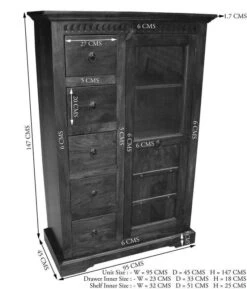 Vetrina In Legno Di Acacia 95x45x147 Miele Dorato Laccato OXFORD #0417 12 Vetrina In Legno Di Acacia 95x45x147 Miele Dorato Laccato OXFORD #0417 -Massivmoebel24 09 340 611 4515 8