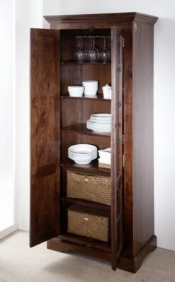 OXFORD #901 Armadio In Legno Di Acacia - Laccato / Nougat 73x45x180 -Massivmoebel24 09 340 620 9601 5