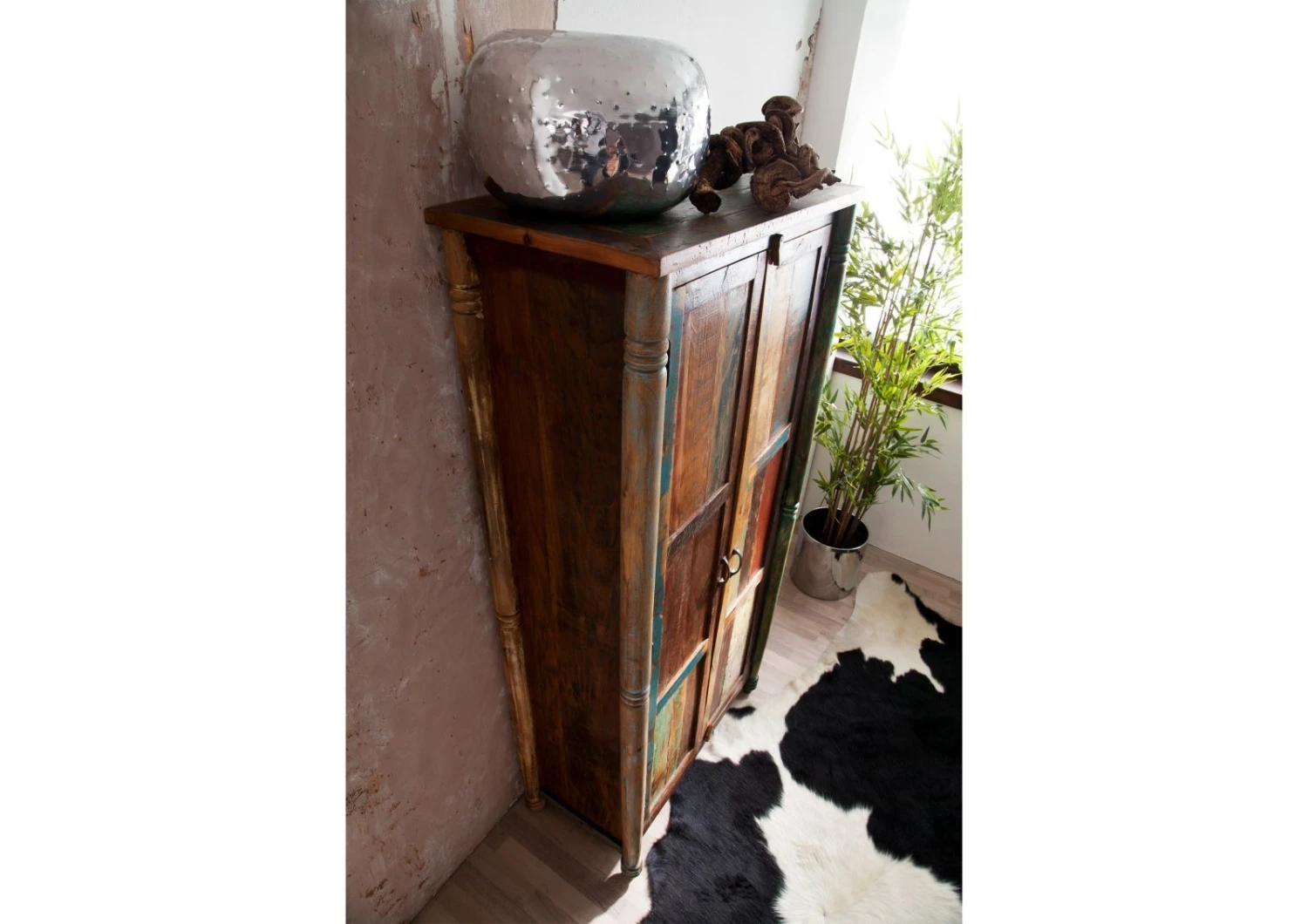 FABLE #12 Armadio In Legno Riciclato - Laccato / Multicolore 90x45x180 4 FABLE #12 Armadio In Legno Riciclato - Laccato / Multicolore 90x45x180 - immagine 2