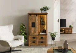 Armadio In Legno Di Mango / Legno Riciclato 90x45x150 Laccato Naturale RAILWAY LUX #115