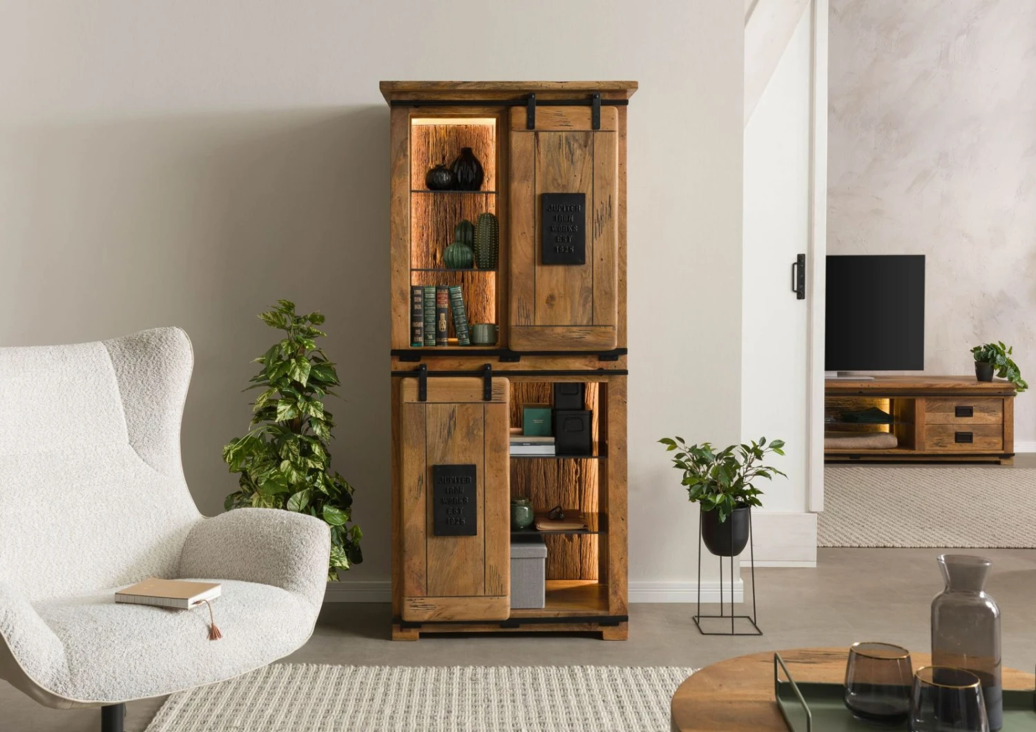 Armadio In Legno Di Mango / Legno Riciclato 80x45x175 Laccato Naturale RAILWAY LUX #116 3 Armadio In Legno Di Mango / Legno Riciclato 80x45x175 Laccato Naturale RAILWAY LUX #116