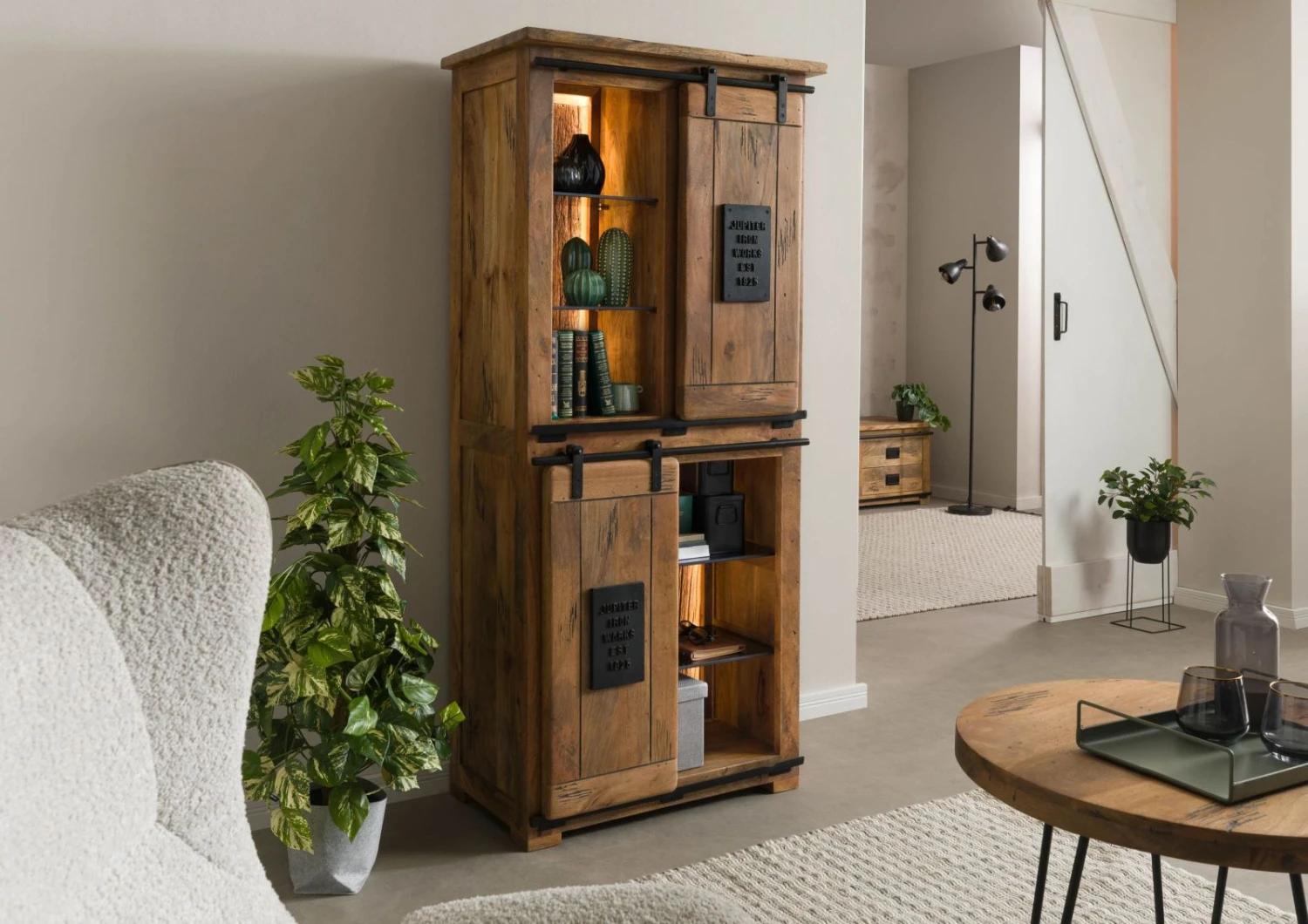 Armadio In Legno Di Mango / Legno Riciclato 80x45x175 Laccato Naturale RAILWAY LUX #116 4 Armadio In Legno Di Mango / Legno Riciclato 80x45x175 Laccato Naturale RAILWAY LUX #116 - immagine 2