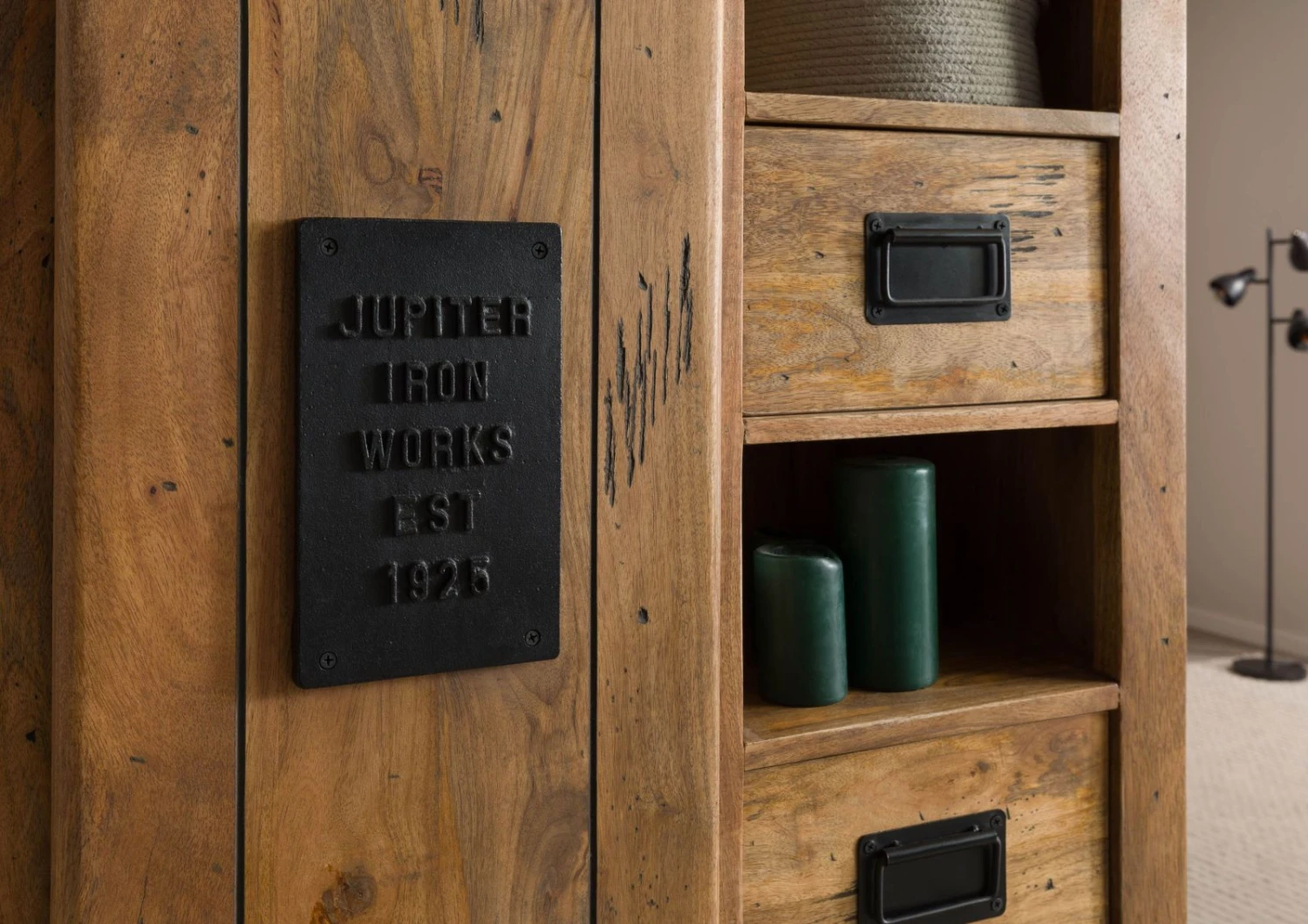 Armadio In Legno Di Mango / Legno Riciclato 80x45x175 Laccato Naturale RAILWAY LUX #116 7 Armadio In Legno Di Mango / Legno Riciclato 80x45x175 Laccato Naturale RAILWAY LUX #116 - immagine 5