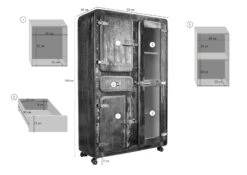 Vetrina In Legno Di Legno Riciclato 90x38x140 Multicolore Laccato FREEZY #34 -Massivmoebel24 09 340 803 1024 08