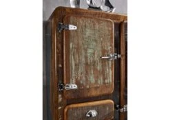 Vetrina In Legno Di Legno Riciclato 90x38x140 Multicolore Laccato FREEZY #34 -Massivmoebel24 09 340 803 1024 3