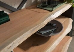 Scaffale In Legno Di Acacia 178x40x200 Laccato / Naturale NATURAL IDOL #110 -Massivmoebel24 09 350 455 1010 04