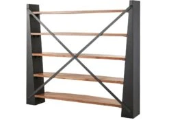 Scaffale In Legno Di Acacia 178x40x200 Laccato / Naturale NATURAL IDOL #110 -Massivmoebel24 09 350 455 1010 10