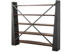 Scaffale In Legno Di Acacia 178x40x200 Laccato / Marrone NATURAL IDOL #210 -Massivmoebel24 09 350 455 2010 10