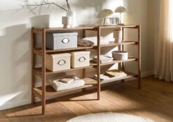 Scaffale In Legno Di Acacia 160x40x100 Laccato / Naturale KOPENHAGEN #125 -Massivmoebel24 09 350 493 1025 03