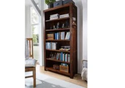 Scaffale In Legno Di Sheesham / Palissandro 100x40x200 Miele Laccato METRO LIFE #104