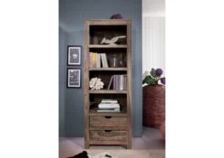 Scaffale In Legno Di Sheesham / Palissandro 65x42x180 Grigio Scuro Oliato NATURE GREY #50 -Massivmoebel24 09 350 550 0050 3