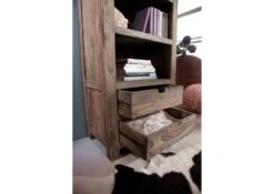 Scaffale In Legno Di Sheesham / Palissandro 65x42x180 Grigio Scuro Oliato NATURE GREY #50 -Massivmoebel24 09 350 550 0050 4