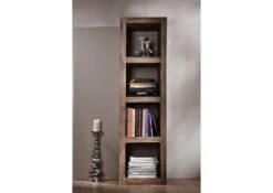 Scaffale In Legno Di Sheesham / Palissandro 48x35x174 Grigio Scuro Oliato NATURE GREY #52 -Massivmoebel24 09 350 550 0052 2