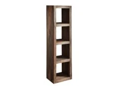 Scaffale In Legno Di Sheesham / Palissandro 48x35x174 Grigio Scuro Oliato NATURE GREY #52 -Massivmoebel24 09 350 550 0052 9