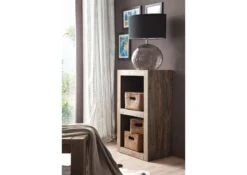 Scaffale In Legno Di Sheesham / Palissandro 48x35x90 Grigio Scuro Oliato NATURE GREY #55