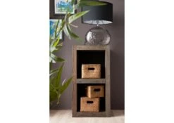 Scaffale In Legno Di Sheesham / Palissandro 48x35x90 Grigio Scuro Oliato NATURE GREY #55 -Massivmoebel24 09 350 550 0055 4