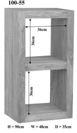 Scaffale In Legno Di Sheesham / Palissandro 48x35x90 Grigio Scuro Oliato NATURE GREY #55 -Massivmoebel24 09 350 550 0055 8