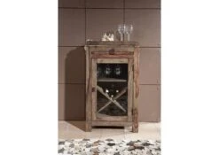 Porta Bottiglie In Legno Di Sheesham / Palissandro 60x40x104 Grigio Scuro Oliato NATURE GREY #94 -Massivmoebel24 09 350 550 0094 4