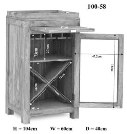 Porta Bottiglie In Legno Di Sheesham / Palissandro 60x40x104 Grigio Scuro Oliato NATURE GREY #94 -Massivmoebel24 09 350 550 0094 8