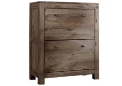 NATURE GREY #96 Scarpiera In Legno Di Sheesham - Oliato / Grigio 80x41x100 -Massivmoebel24 09 350 550 0096 9