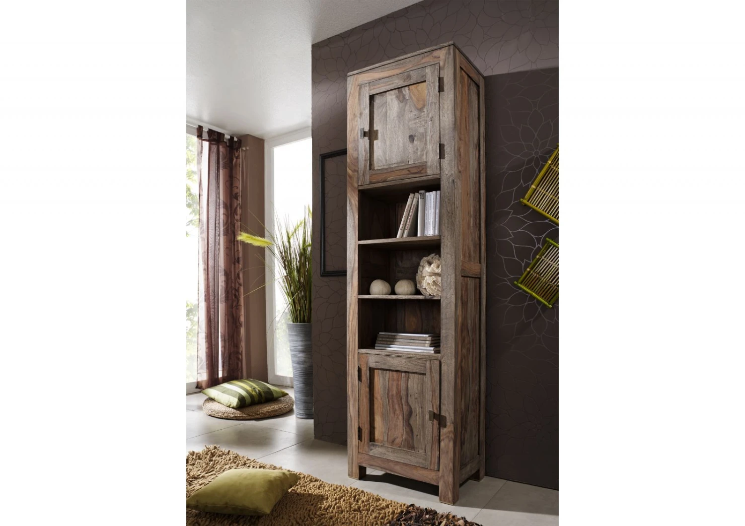 Scaffale In Legno Di Sheesham / Palissandro 55x37x200 Grigio Scuro Oliato NATURE GREY #151 3 Scaffale In Legno Di Sheesham / Palissandro 55x37x200 Grigio Scuro Oliato NATURE GREY #151