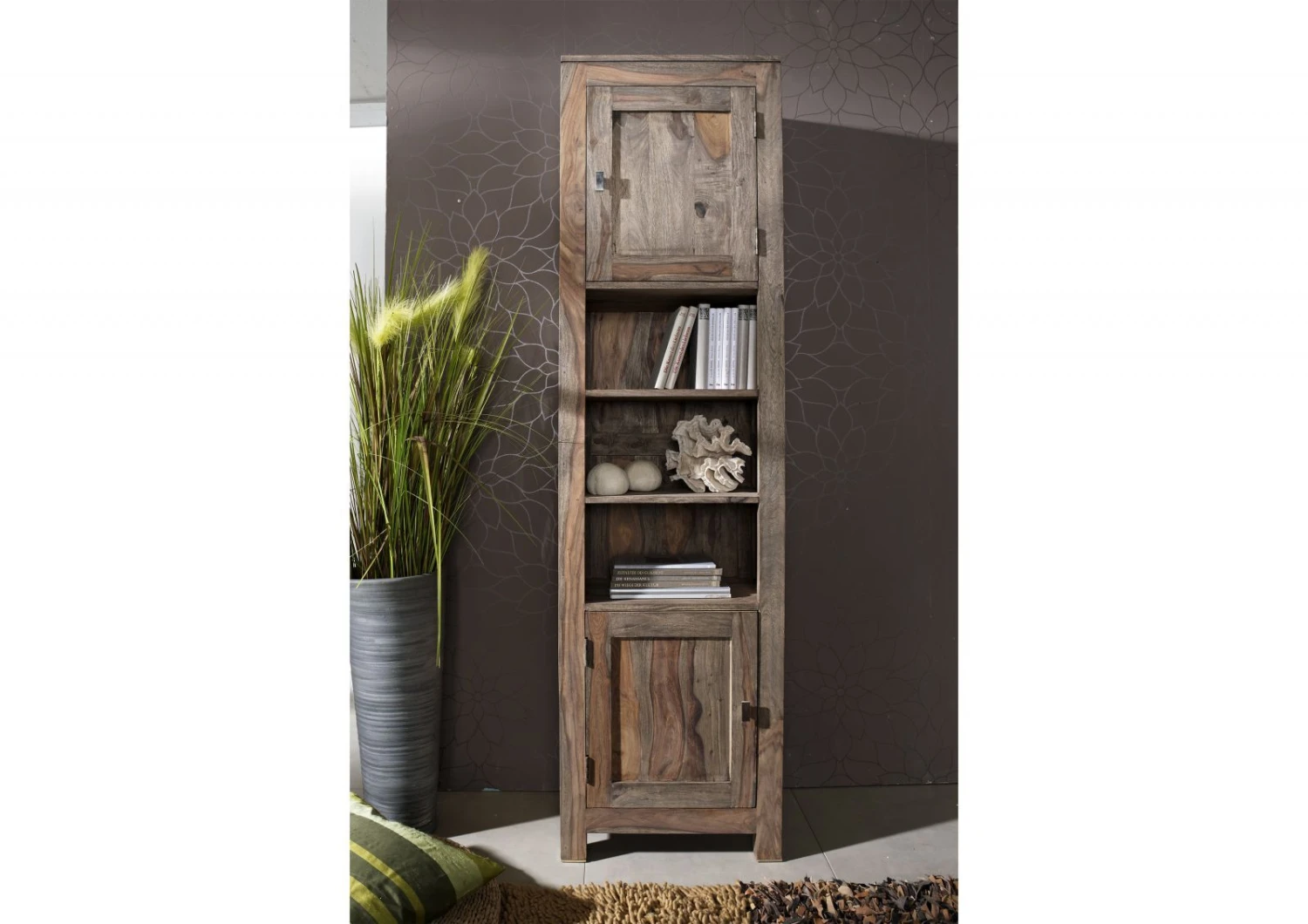 Scaffale In Legno Di Sheesham / Palissandro 55x37x200 Grigio Scuro Oliato NATURE GREY #151 4 Scaffale In Legno Di Sheesham / Palissandro 55x37x200 Grigio Scuro Oliato NATURE GREY #151 - immagine 2