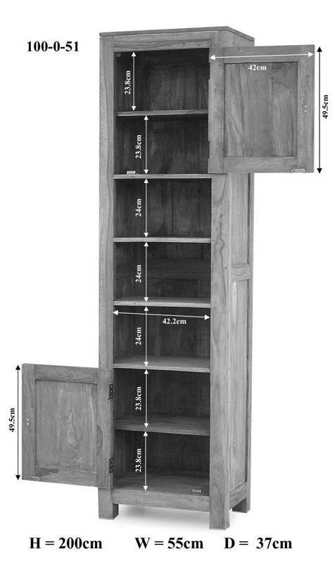 Scaffale In Legno Di Sheesham / Palissandro 55x37x200 Grigio Scuro Oliato NATURE GREY #151 7 Scaffale In Legno Di Sheesham / Palissandro 55x37x200 Grigio Scuro Oliato NATURE GREY #151 - immagine 5