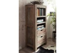 Scaffale In Legno Di Sheesham / Palissandro 55x37x120 Grigio Scuro Oliato NATURE GREY #154