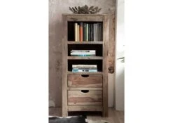 Scaffale In Legno Di Sheesham / Palissandro 55x37x120 Grigio Scuro Oliato NATURE GREY #154 -Massivmoebel24 09 350 550 0154 3