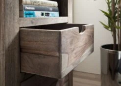 Scaffale In Legno Di Sheesham / Palissandro 55x37x120 Grigio Scuro Oliato NATURE GREY #154 -Massivmoebel24 09 350 550 0154 5