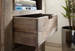 Scaffale In Legno Di Sheesham / Palissandro 55x37x120 Grigio Scuro Oliato NATURE GREY #154 -Massivmoebel24 09 350 550 0154 6