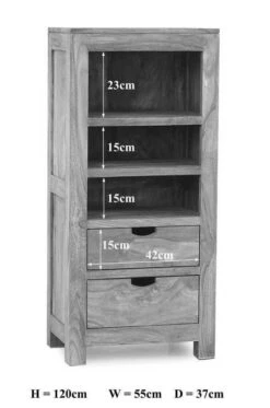 Scaffale In Legno Di Sheesham / Palissandro 55x37x120 Grigio Scuro Oliato NATURE GREY #154 -Massivmoebel24 09 350 550 0154 8