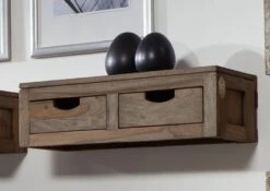 Mensola In Legno Di Sheesham / Palissandro 66x25x20 Grigio Scuro Oliato NATURE GREY #063