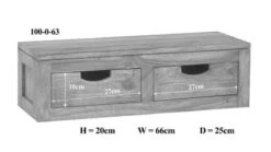 Mensola In Legno Di Sheesham / Palissandro 66x25x20 Grigio Scuro Oliato NATURE GREY #063 -Massivmoebel24 09 350 550 0163 8