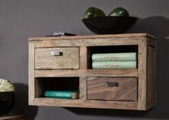 Mensola In Legno Di Sheesham / Palissandro 66x25x38 Grigio Scuro Oliato NATURE GREY #066