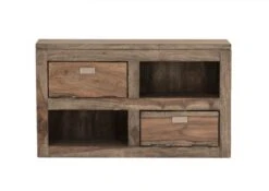 Mensola In Legno Di Sheesham / Palissandro 66x25x38 Grigio Scuro Oliato NATURE GREY #066 -Massivmoebel24 09 350 550 0166 9